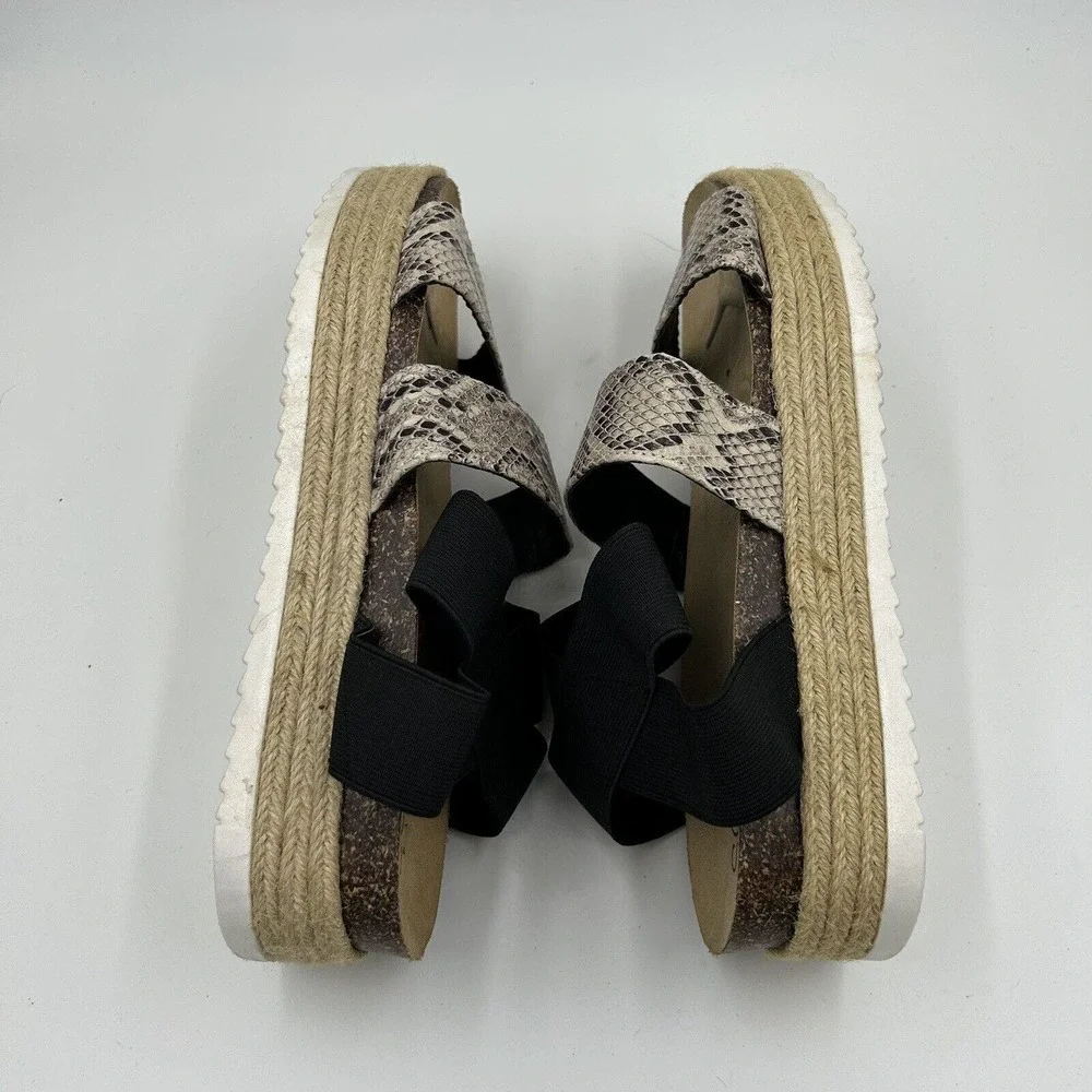 Soho Elite Sandals Womens Size 10 Faux Snake‎ Strappy Espadrille Platform Cork